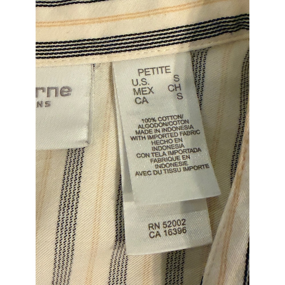Vintage Liz Claiborne Striped Mandarin Collar Cotton Shirt PS 90's Academia - Picture 9 of 12